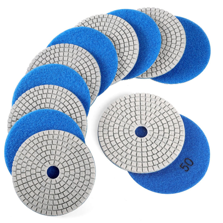 WORKEASE front packaging of 12 four-inch 50-grit diamond polishing pads showing quantity