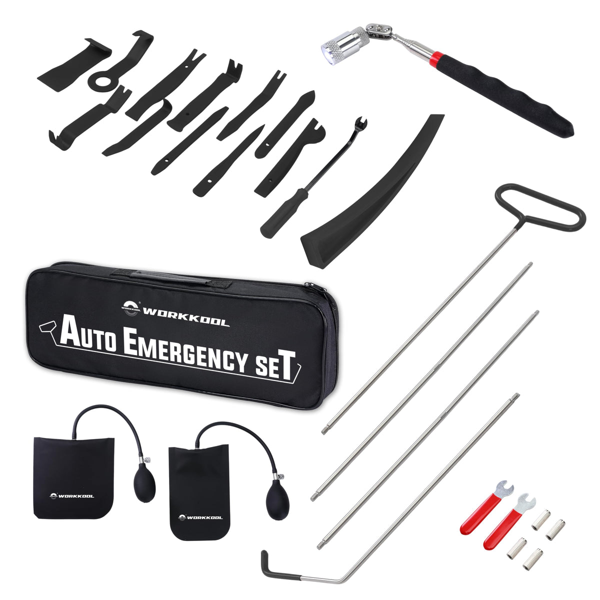 WORKKOOL front packaging showing full 26-piece kit and organizer for quick access