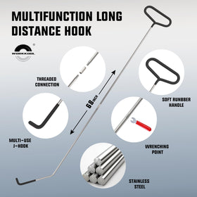 WORKKOOL close-up of stainless steel 68-inch long-reach hook highlighting durability