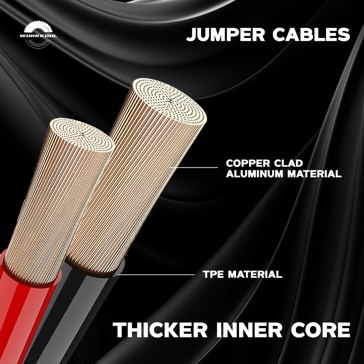 WORKKOOL cables next to ruler showing 16ft length for reach