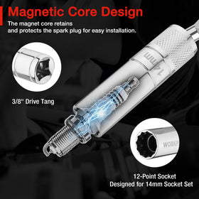 WORKPRO 10-inch extension reaching recessed spark plug for deep wells