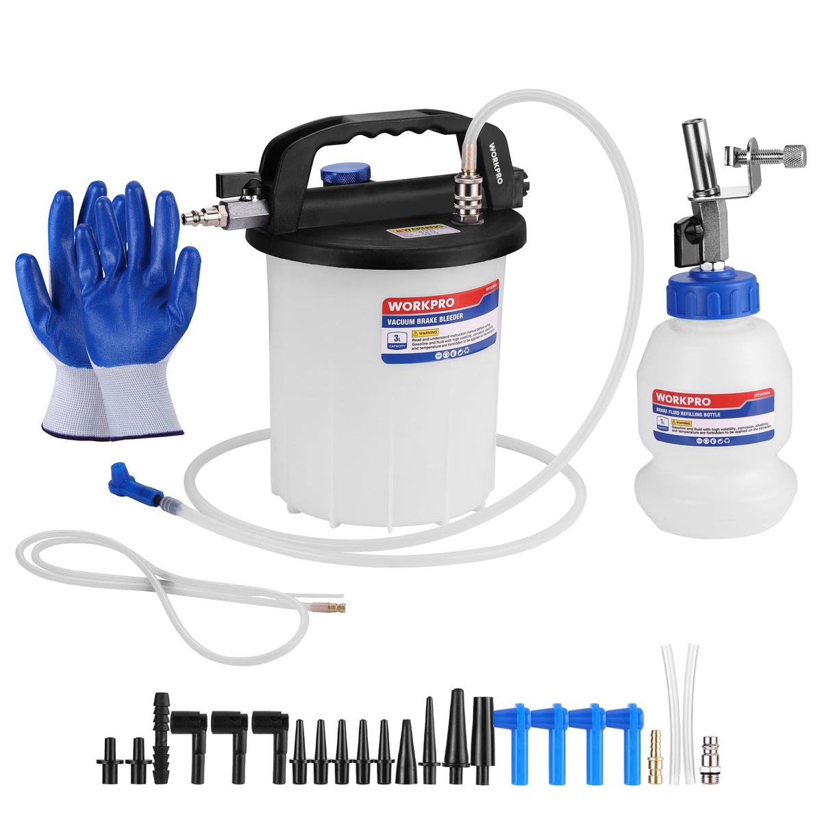 WORKPRO front profile of 3L bleeder showing capacity and handle for easy transport