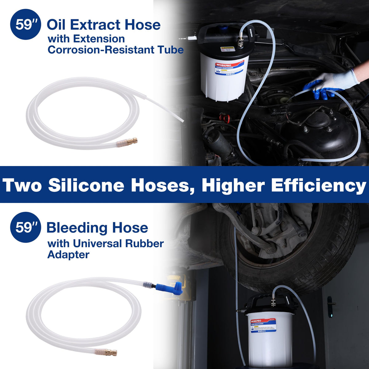WORKPRO assortment of 22 adapters laid out for broad vehicle compatibility and sealing