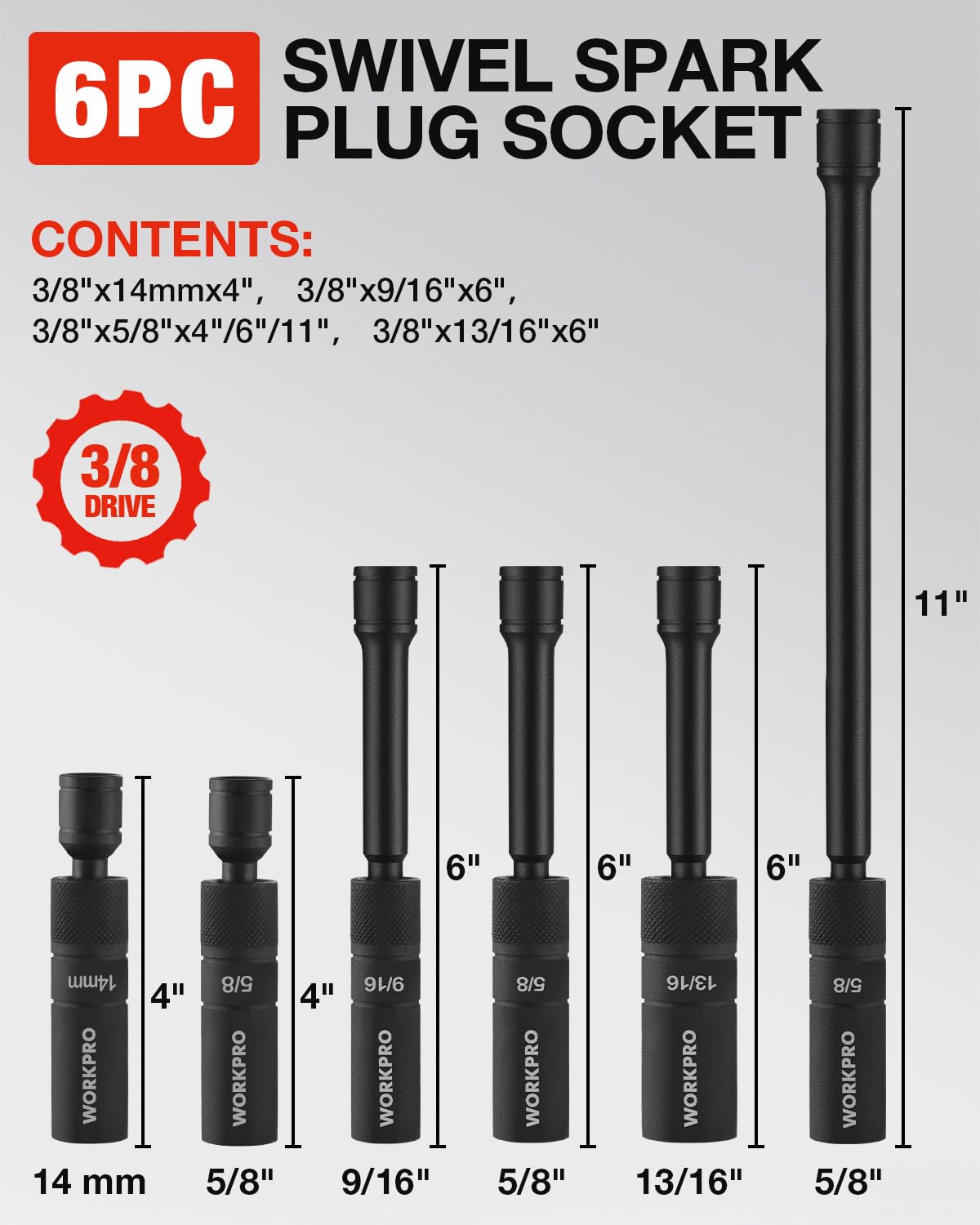 WORKPRO close-up of 12-point socket profile showing thin-wall fit and improved grip