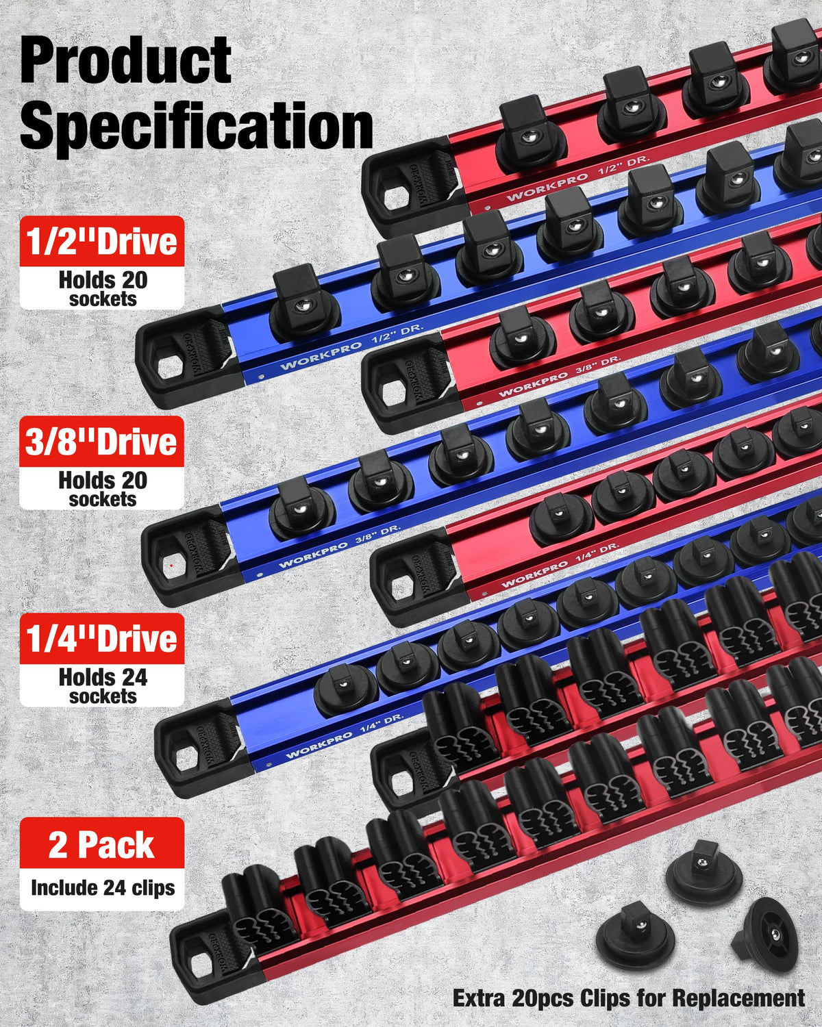 WORKPRO close-up of ABS clip showing durable construction and secure hold