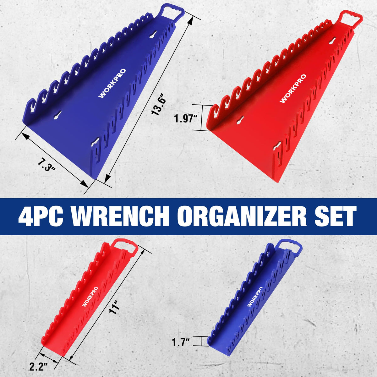 WORKPRO close-up of flexible TPE gripper teeth protecting wrench finishes while holding tools securely