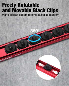WORKPRO drawer-mounted rails with sockets to maximize toolbox organization