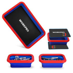 WORKPRO front view of collapsible trays showing set and compact packing benefit