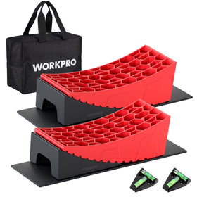 WORKPRO front packaging showing full leveling kit for easy transport benefit