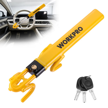WORKPRO front view of steering wheel lock showing deterrent benefit