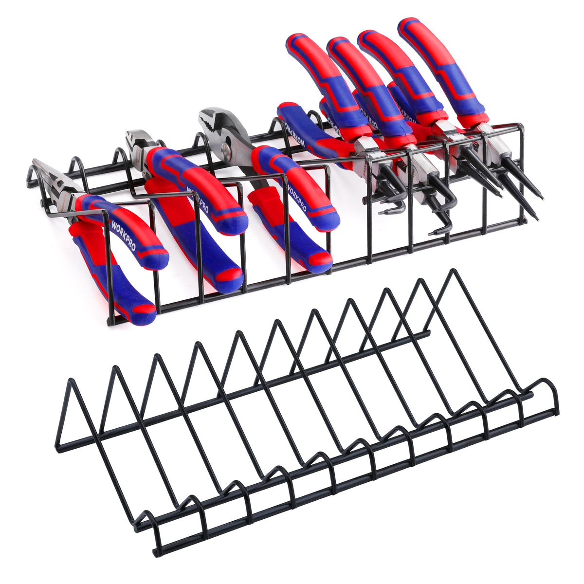 WORKPRO front view of both racks showing 20 organized slots and quick access