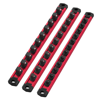 WORKPRO front view of three rails showing organized sockets and easy access