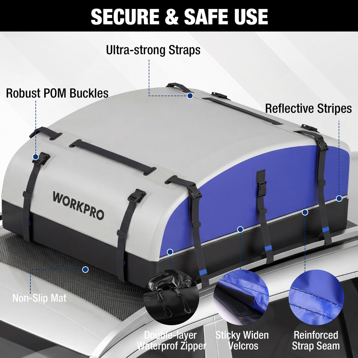 WORKPRO installed on SUV side profile reducing wind noise and improving cargo space