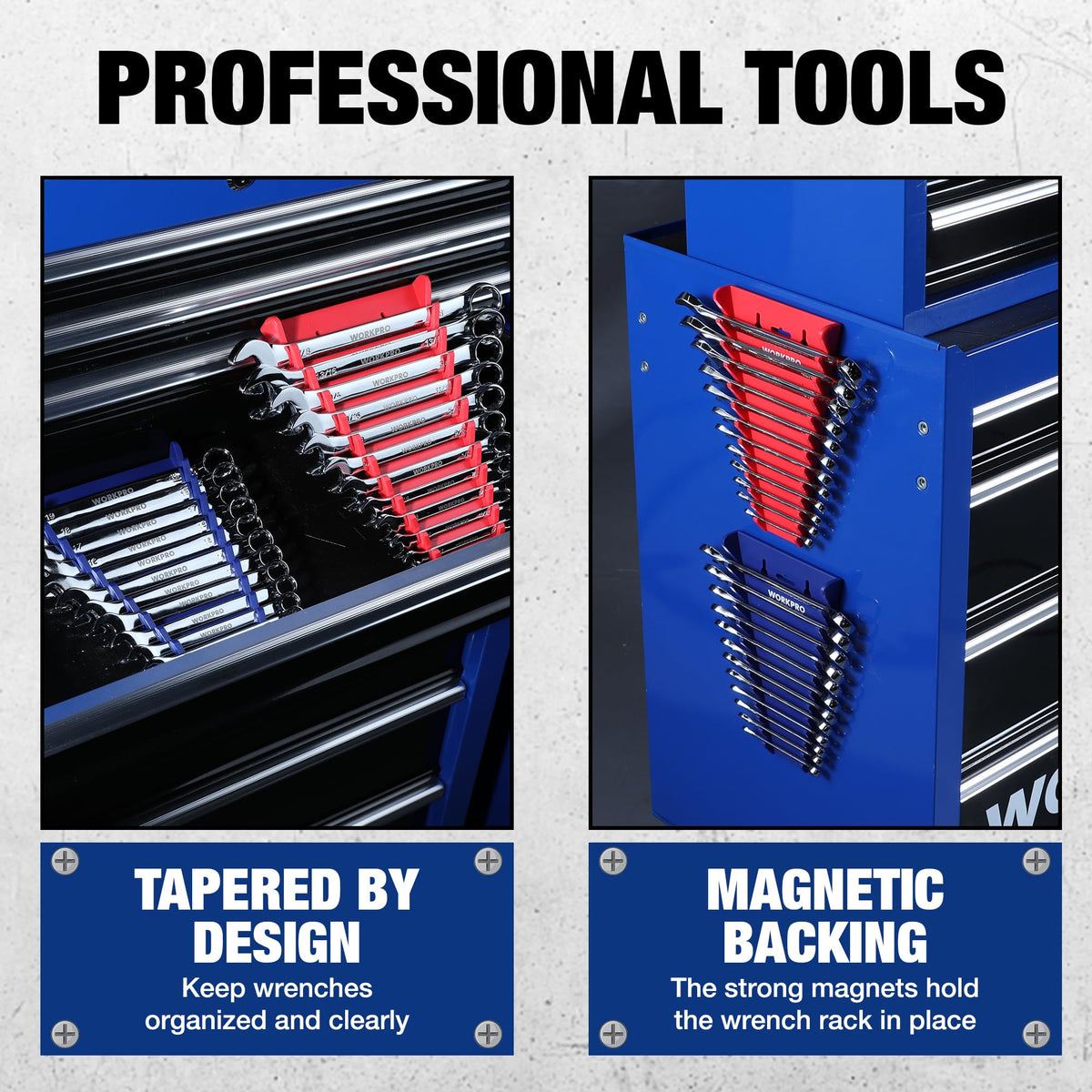 WORKPRO on workbench with tools to illustrate organized, efficient workspace