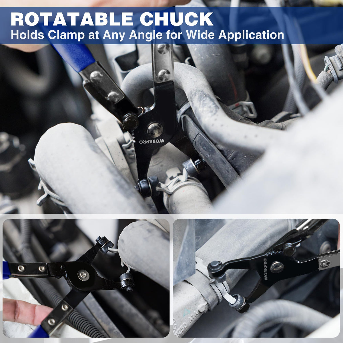 WORKPRO ratchet locking mechanism detail for steady clamp holding