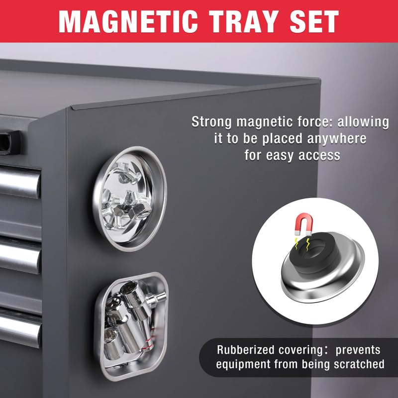 WORKPRO magnetic trays containing sockets and bolts to prevent loss