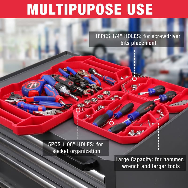 WORKPRO medium and small trays with screwdrivers for tidy tool layout