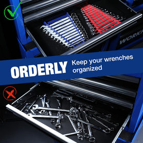 WORKPRO mounted on metal toolbox side for visible, convenient tool access