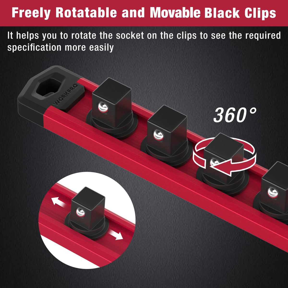 WORKPRO rails attached to toolbox side using magnets for portable storage