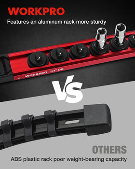 WORKPRO rotated clip showing laser-etched socket sizes for quick identification