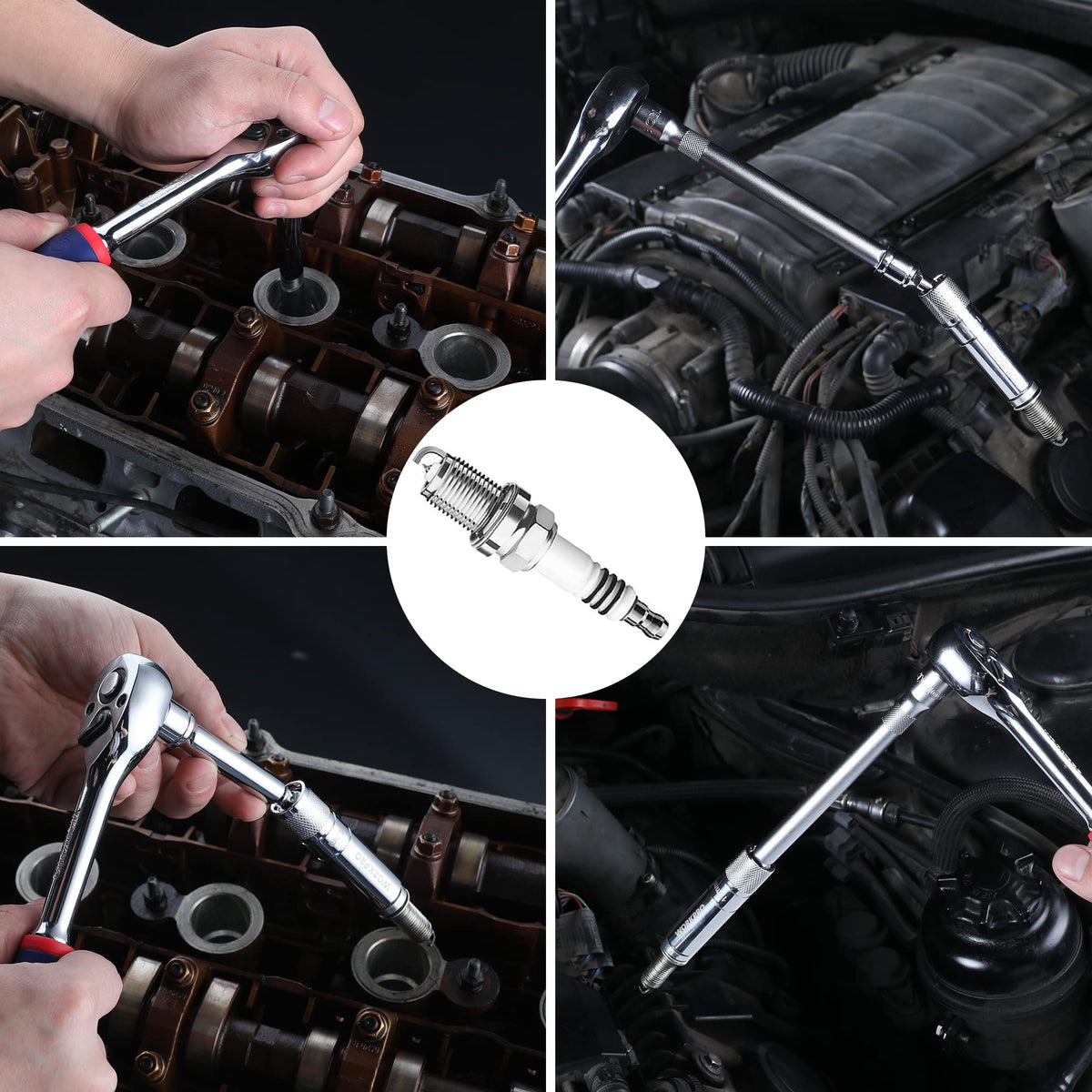WORKPRO socket next to 3/8" ratchet showing scale and toolbox compatibility