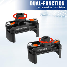 WORKPRO side-by-side with ruler illustrating 60–80mm filter fit range