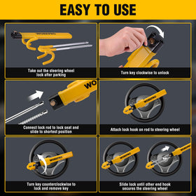 WORKPRO lock beside key showing adjustable length and scale