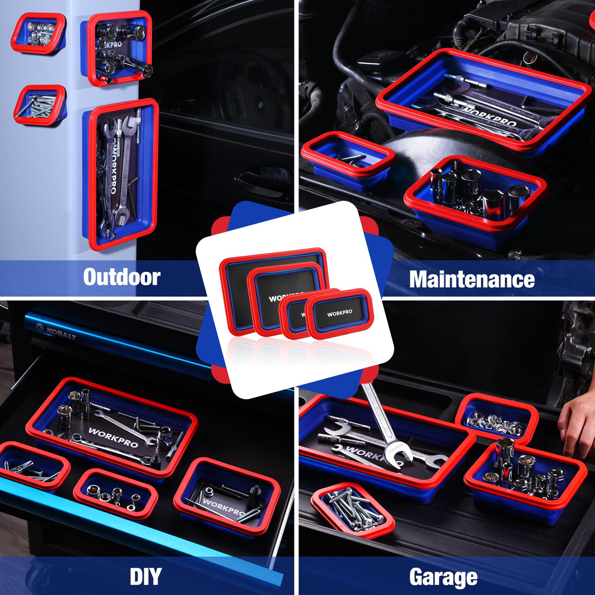 WORKPRO trays next to ruler for clear size comparison and planning