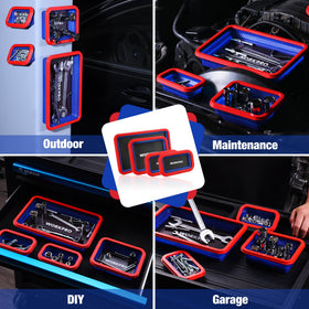 WORKPRO trays next to ruler for clear size comparison and planning