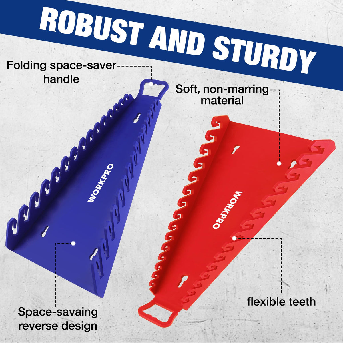 WORKPRO organizer with wrenches lined up showing size range and quick identification