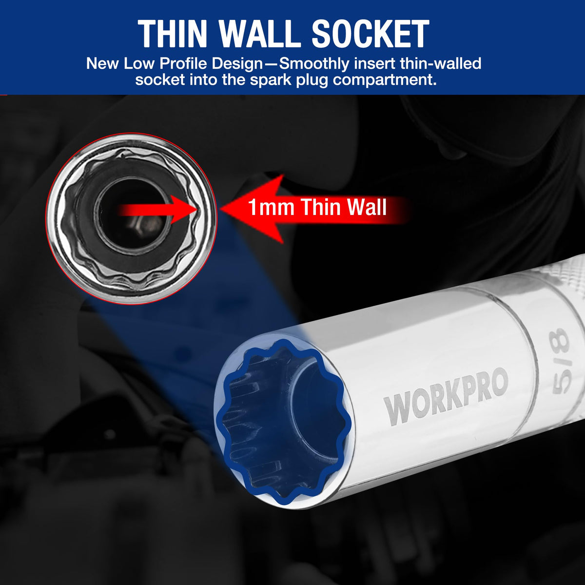 WORKPRO clear size markings on sockets for fast identification and correct fit