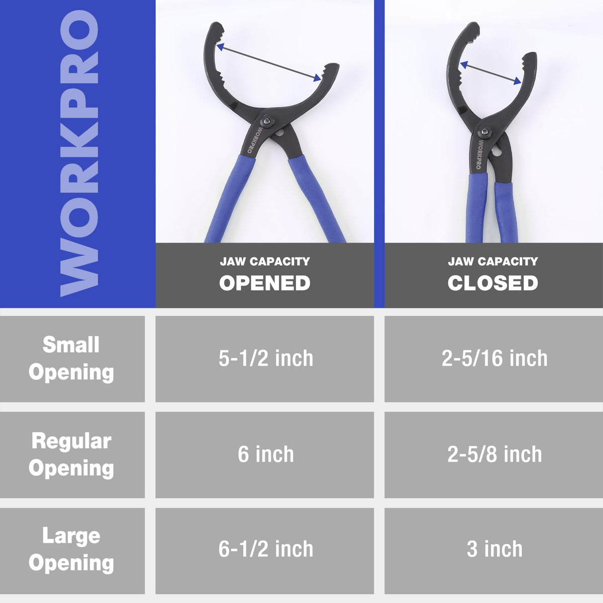 WORKPRO plier and funnel beside ruler showing scale for clear sizing benefit