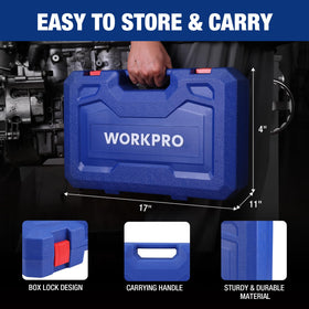 WORKPRO open HDPE case with organized compartments for secure tool transport