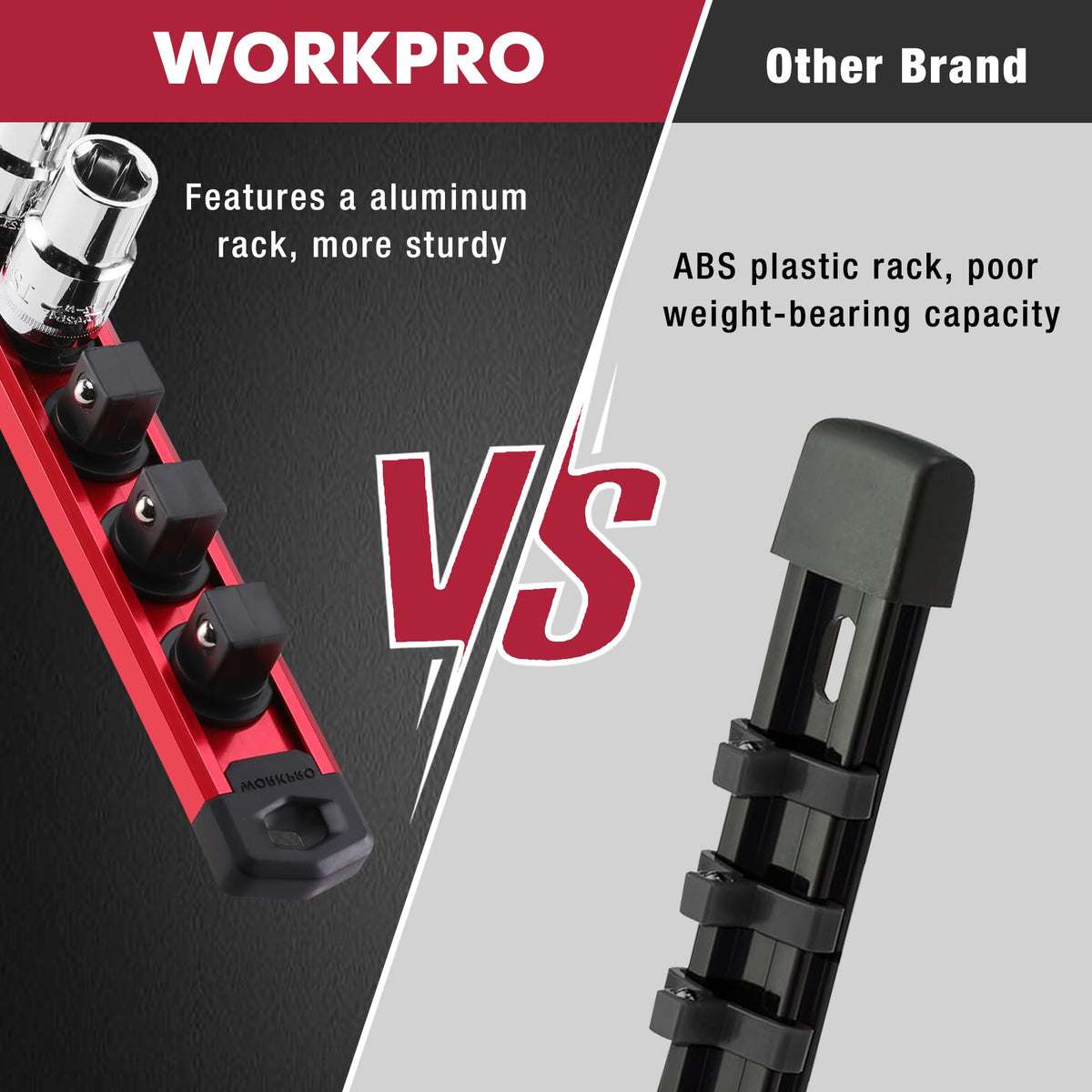 WORKPRO sockets mounted in drawer for neat storage and fast selection