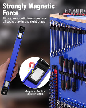 WORKPRO sockets lined on rails for visible arrangement and fast selection