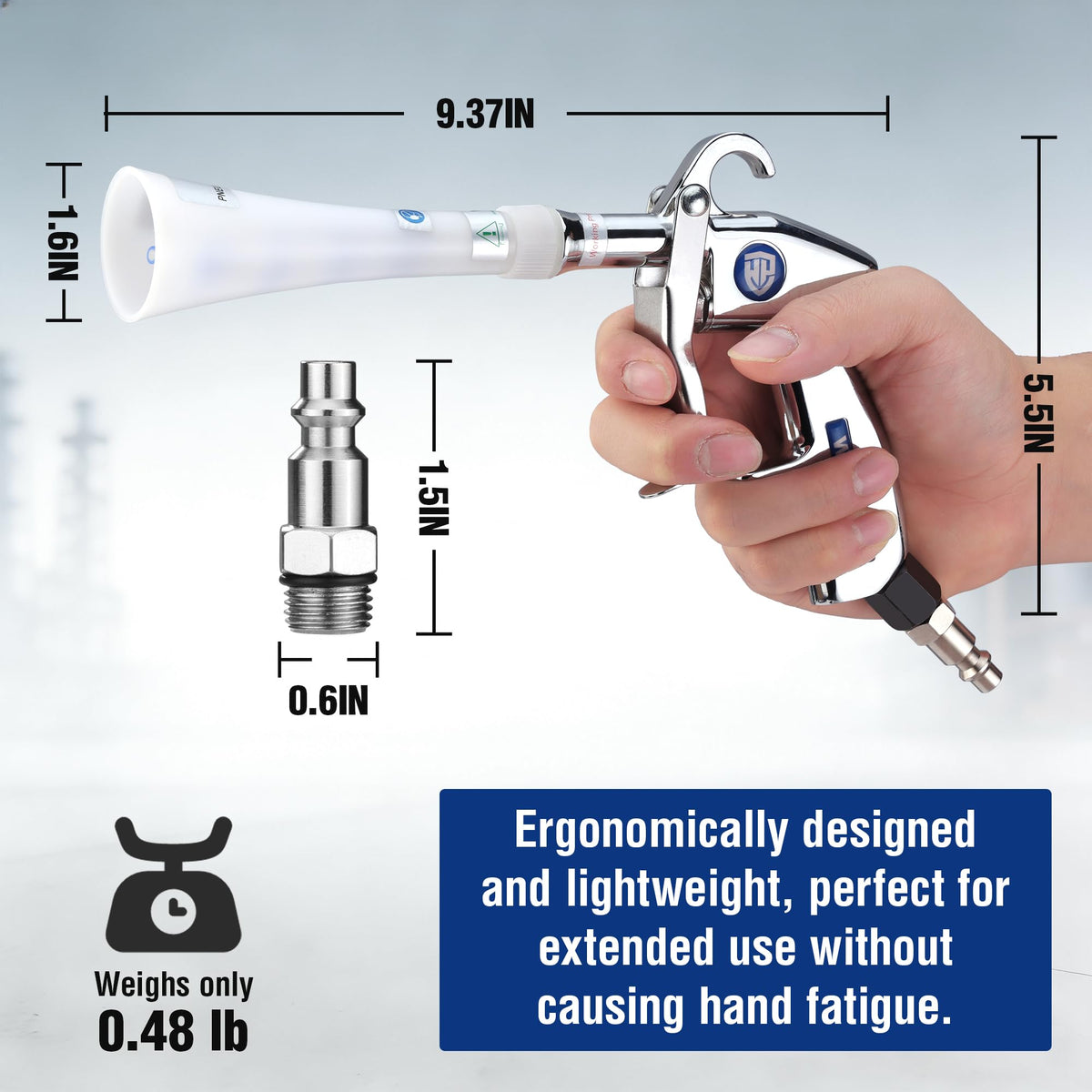 WORKPRO Tornado handle closeup highlighting ergonomic grip for comfortable extended use
