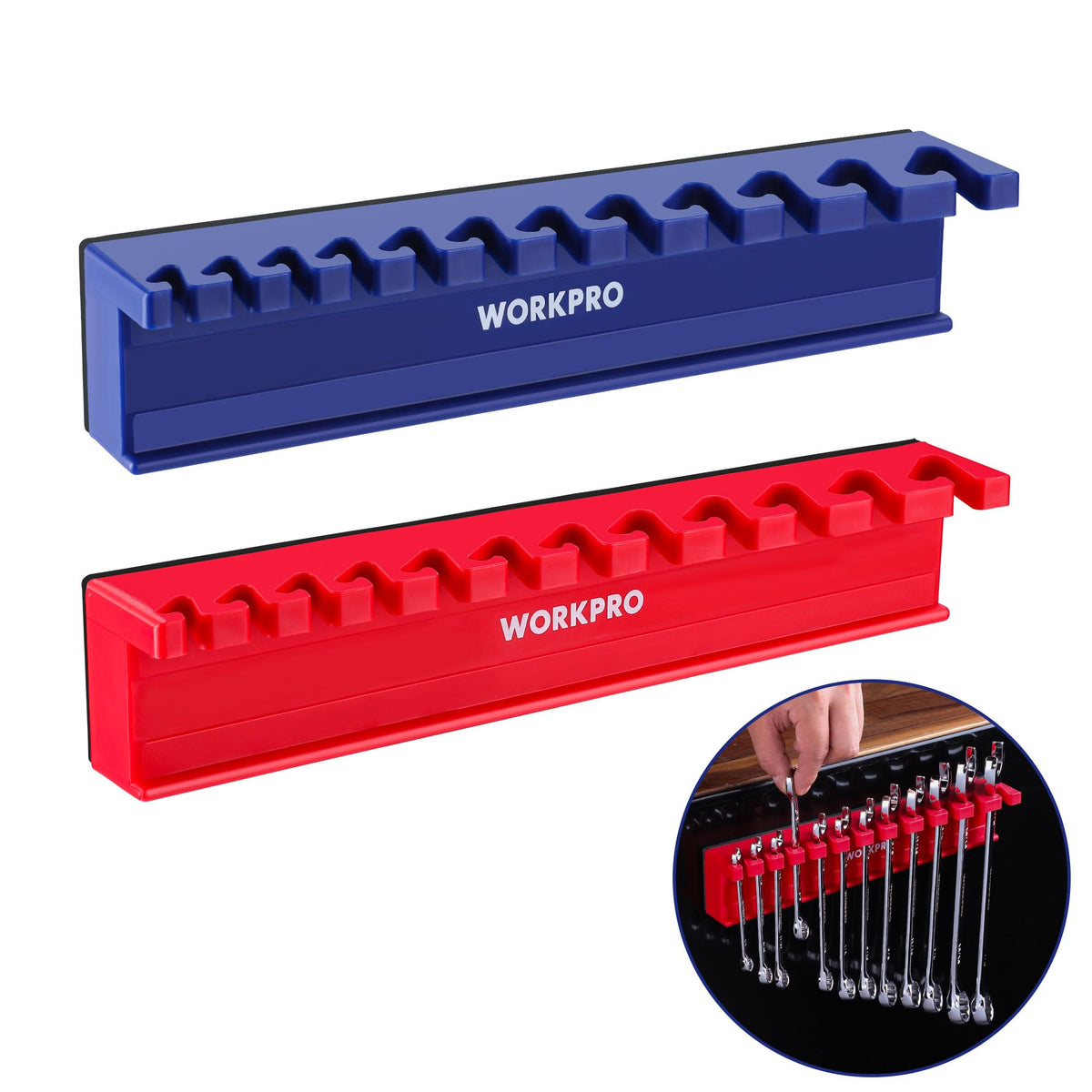 WORKPRO organizer beside a ruler showing compact footprint and scale