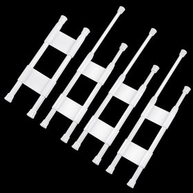 Worldity front packaging showing four white adjustable rods, secure storage benefit