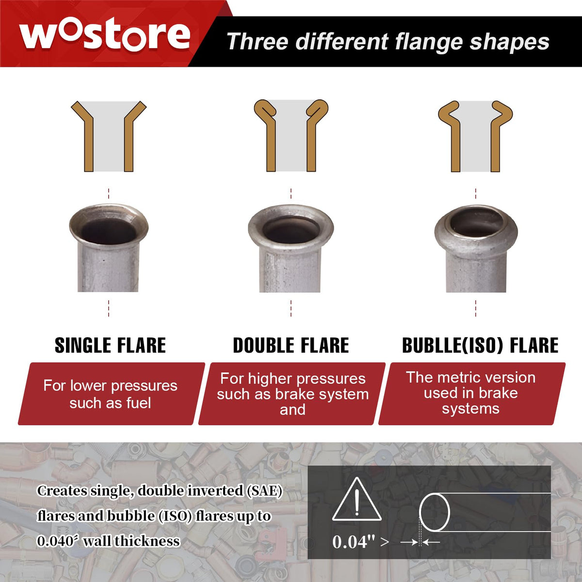 Wostore set of dies array showing multiple sizes for broad compatibility