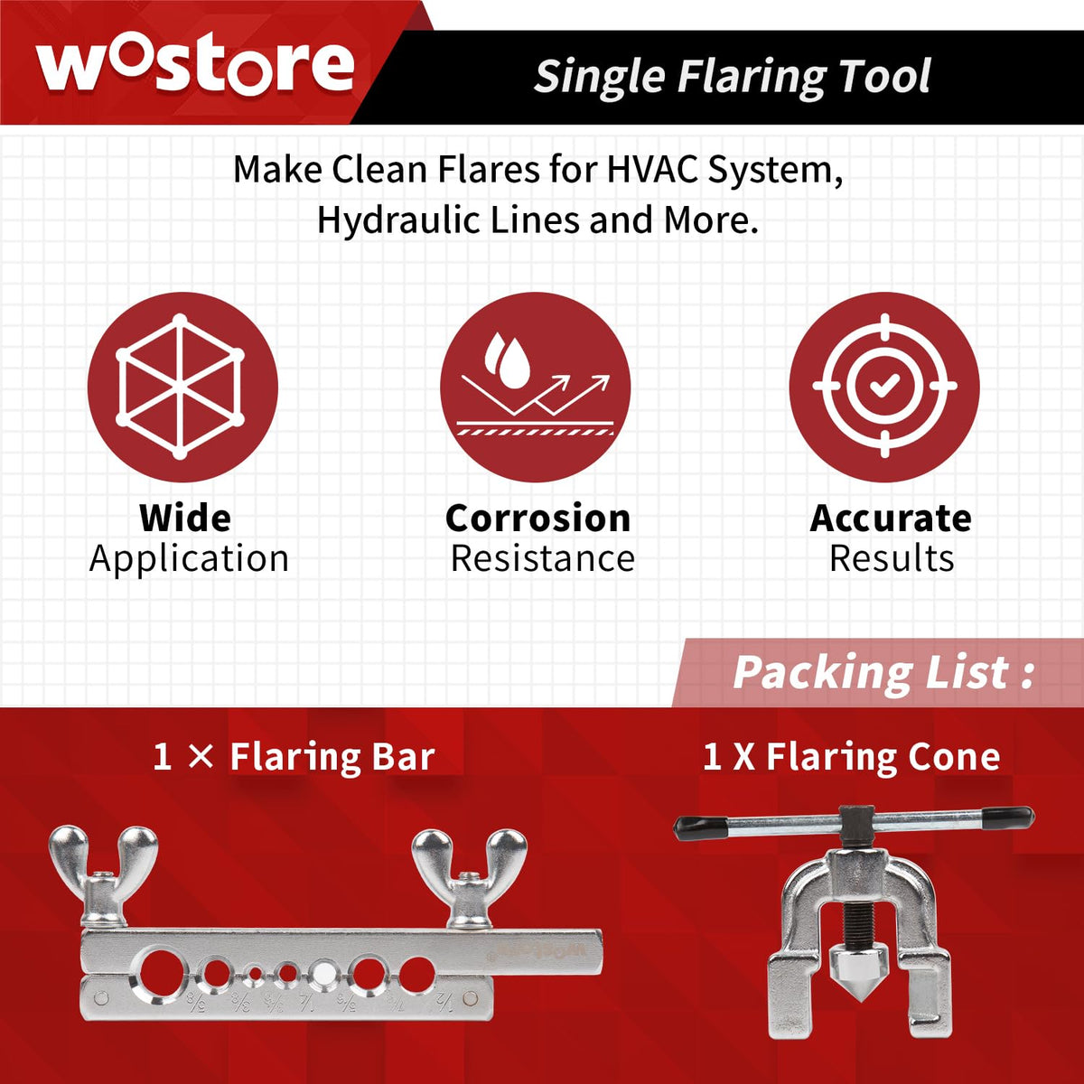 Wostore close-up of seven dies arranged by size illustrating precise fit for 3/16"–5/8" tubing
