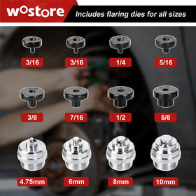 Wostore flaring a brake line on vehicle demonstrating precise, shop-quality flare