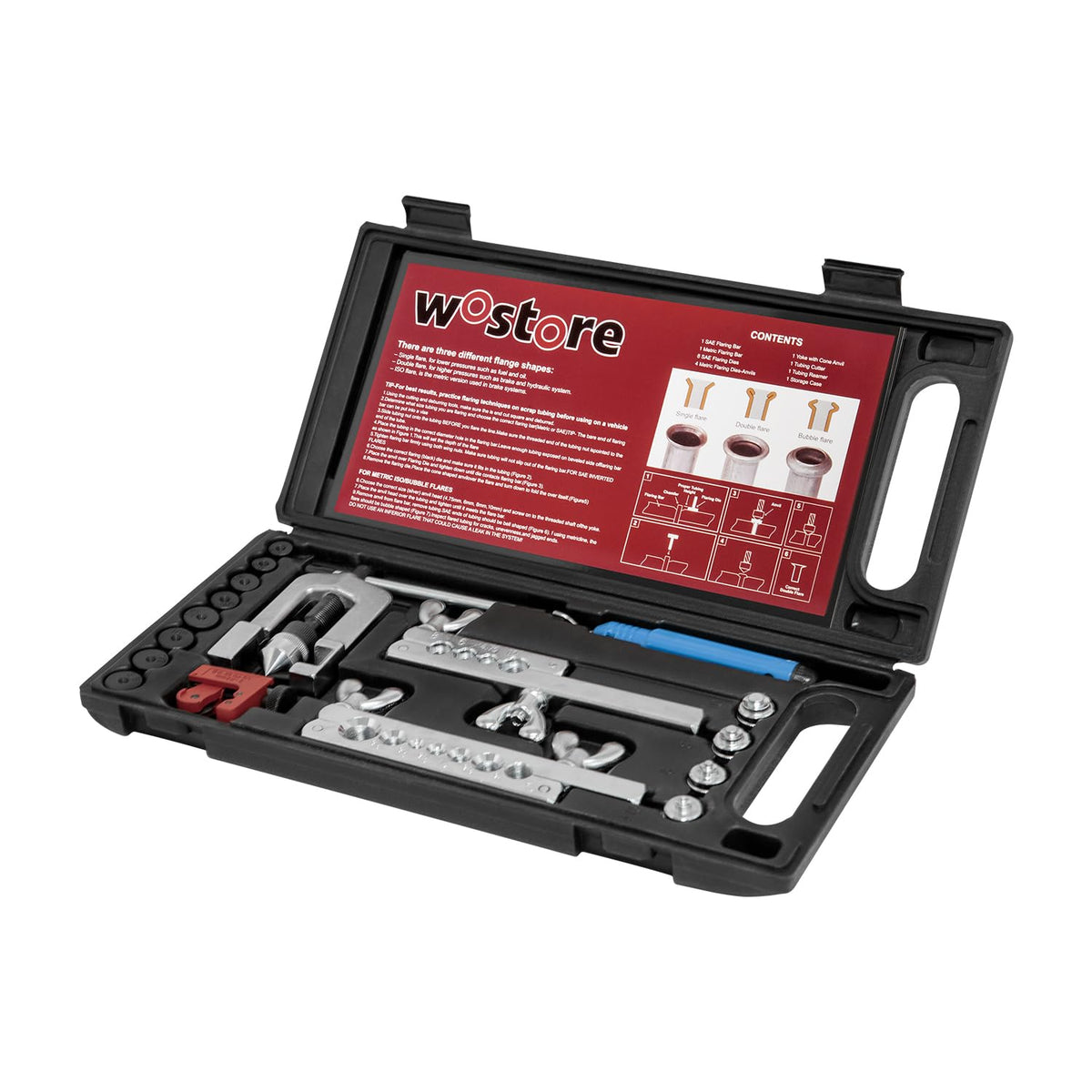 Wostore kit case overview showing organized tools for portable jobsite use