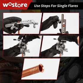 Wostore completed 45° flare on copper tube highlighting smooth face and improved sealing
