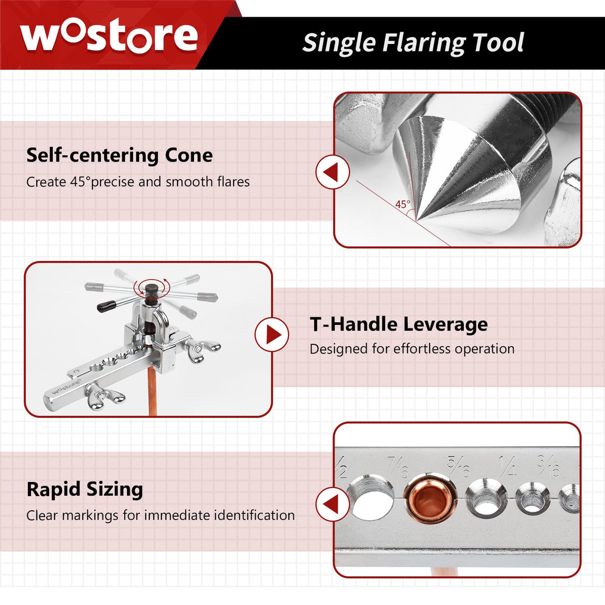 Wostore T-handle in use forming a flare with reduced effort and consistent results