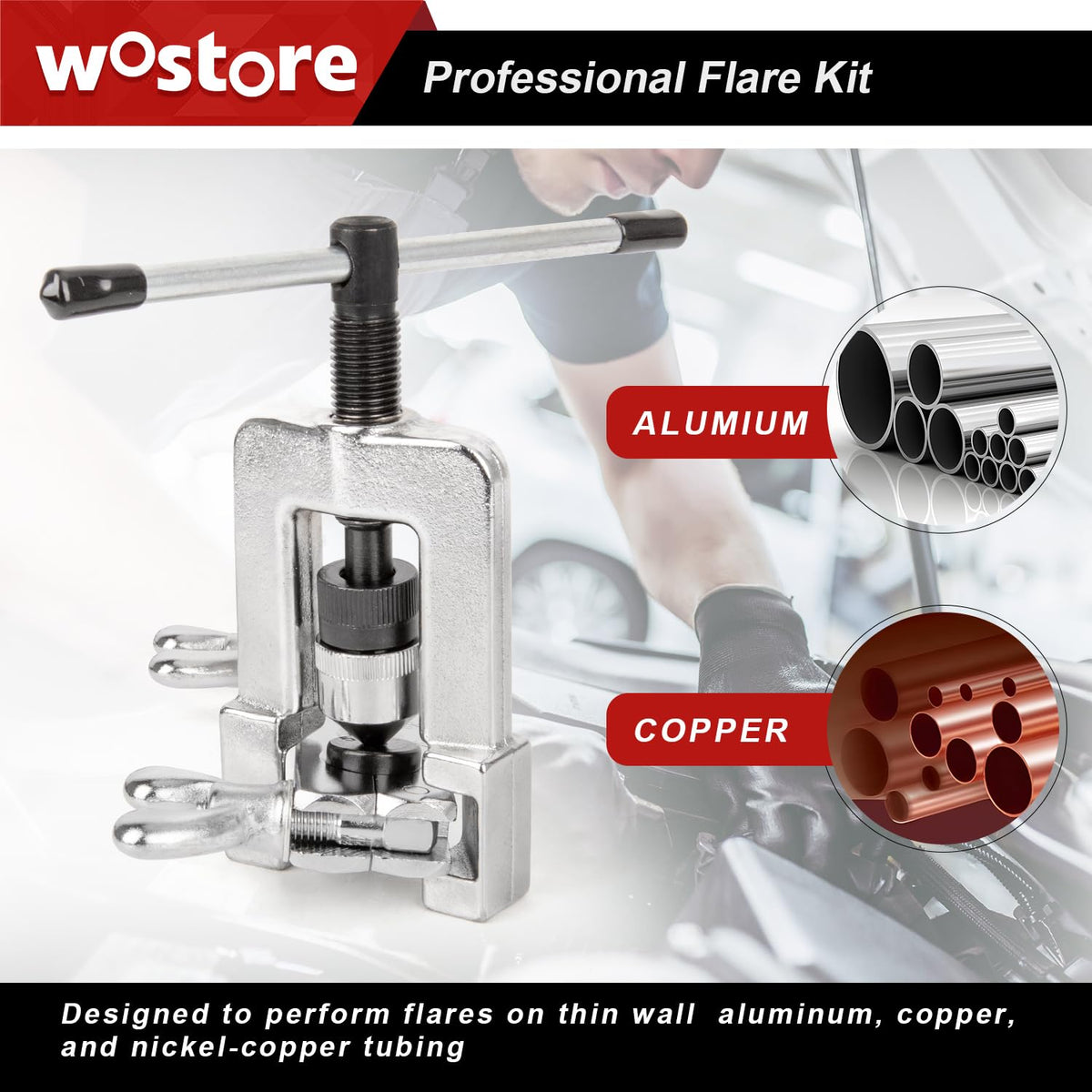 Wostore tubing cutter and reamer displayed to show clean cut and deburr benefit