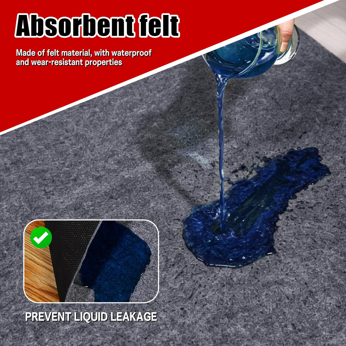 Wouherkexm close-up of waterproof top surface preventing liquid absorption