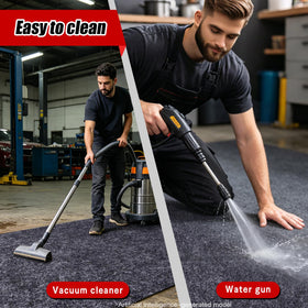 Wouherkexm mat installed under car protecting garage from drips and stains