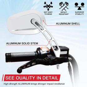WOWTK chrome mirror side profile highlighting compact shape and reduced vibration