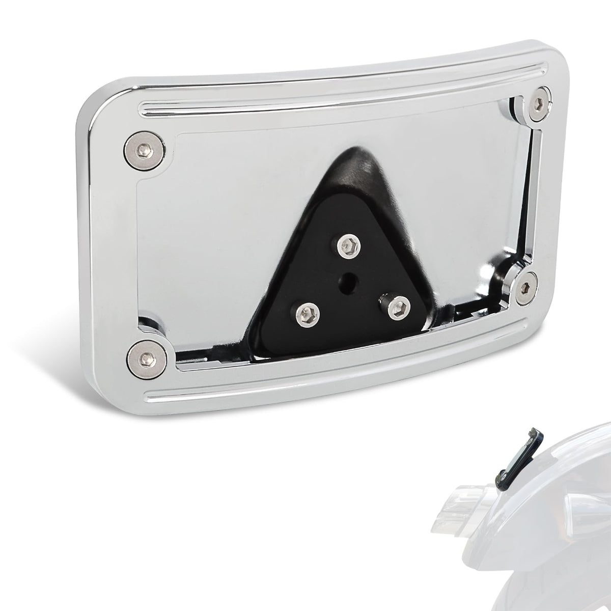 WOWTK front view of curved license frame showing clean rear styling benefit