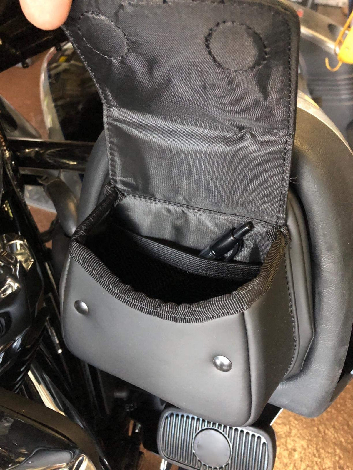 WOWTK side view showing snug fit over lower fairing offering neat storage